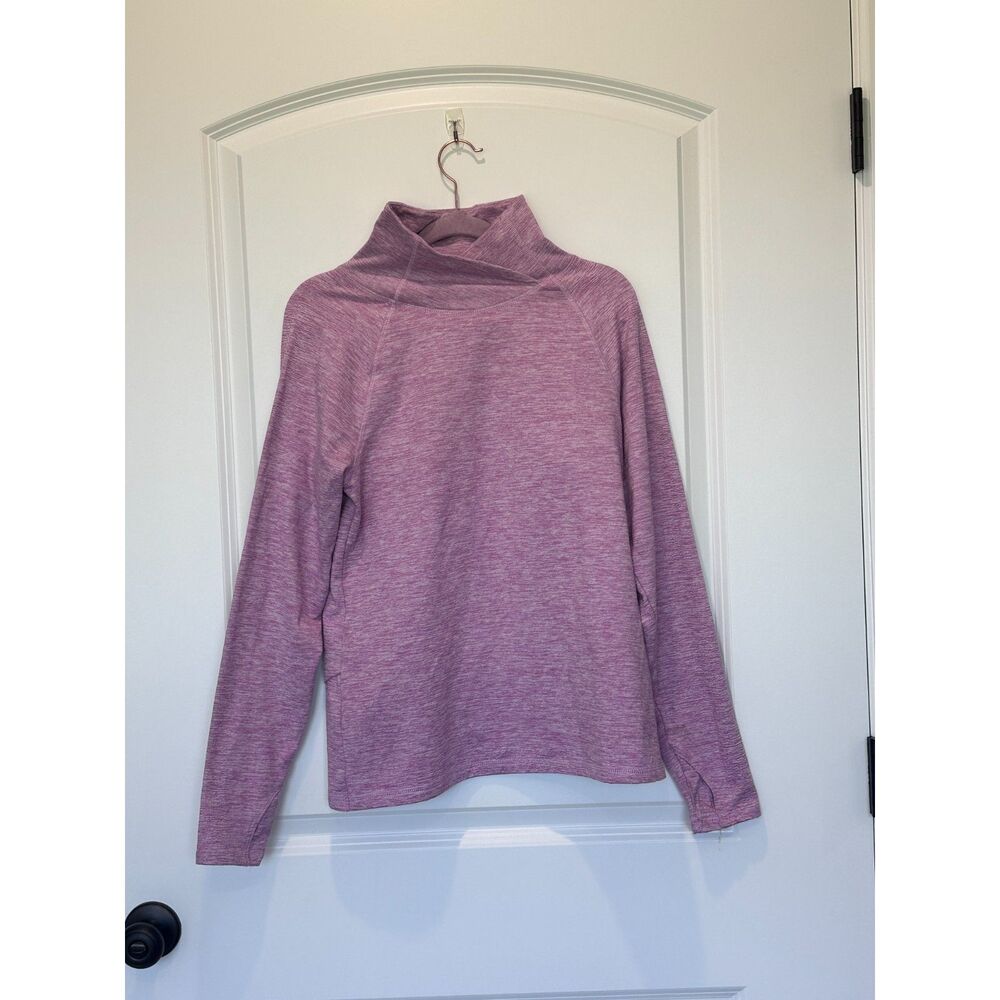 Apana Heathered Pink Crossover Turtleneck Sweatshirt Size Small